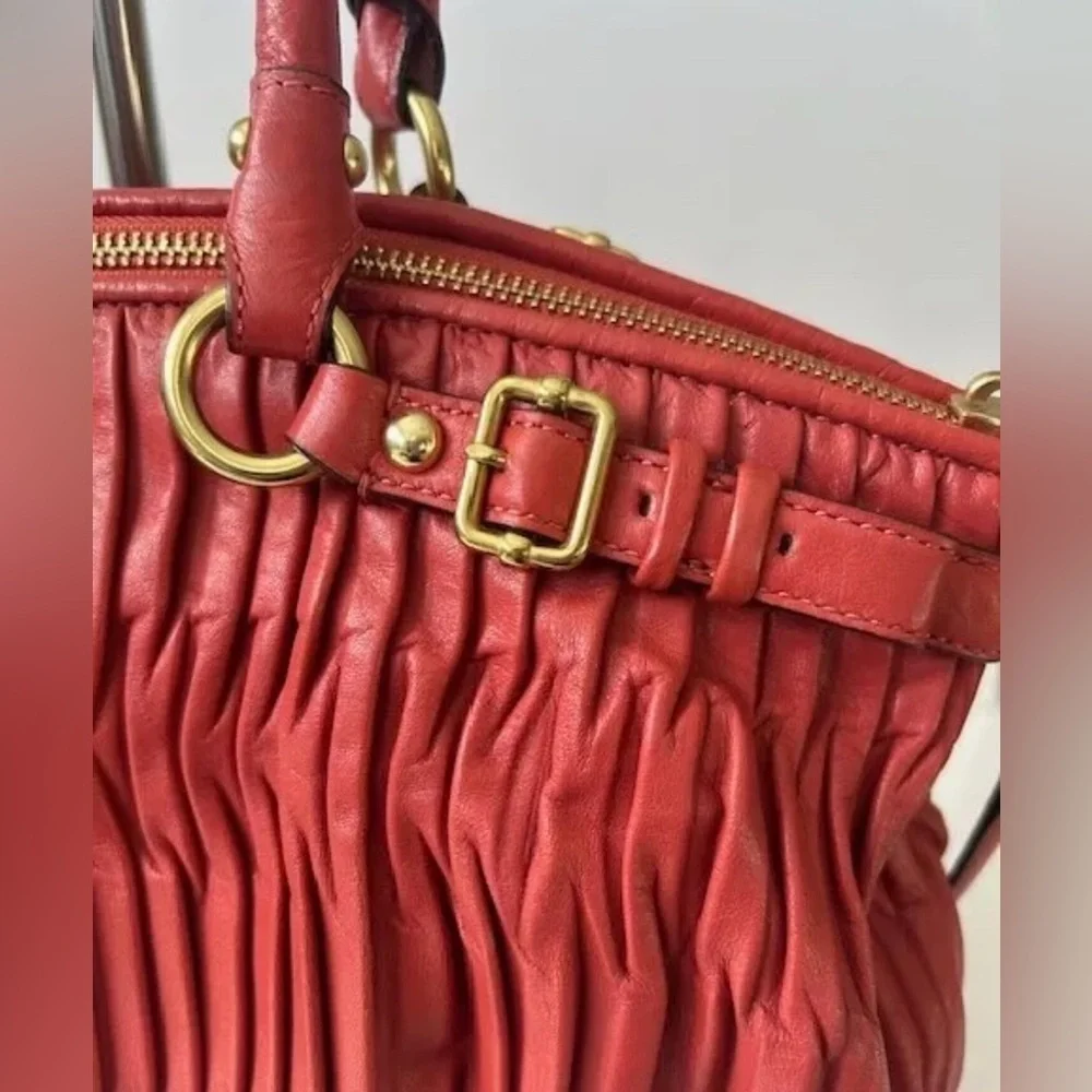 Coach Madison Red Leather Pleated Gathered Shoulder Bag F28541 EUC - Picture 8 of 16